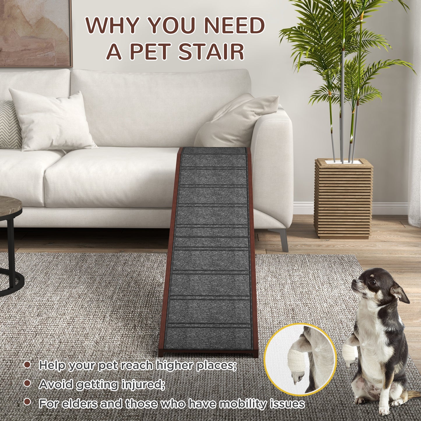 Pet Ramp for Dogs with Non-Slip Carpet and Top Platform
