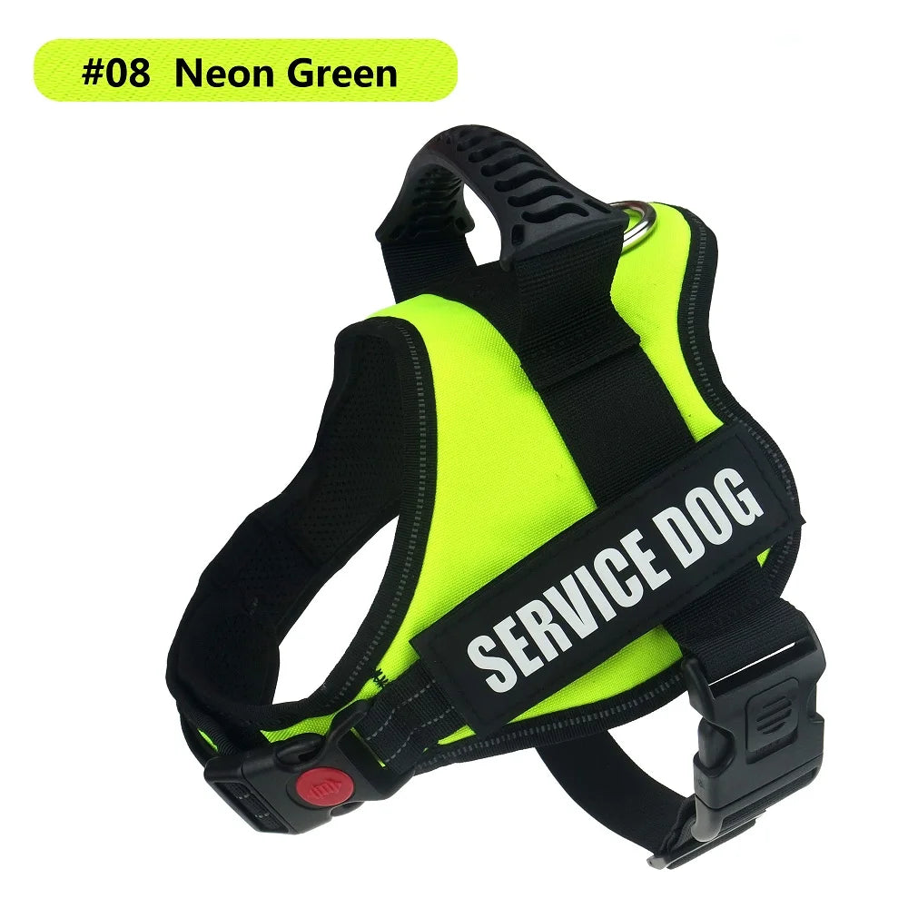 Reflective Nylon Pet Dog Harness All Weather Service Dog Vest Padded Adjustable Safety Vehicular Lead for Large Medium Small Dog