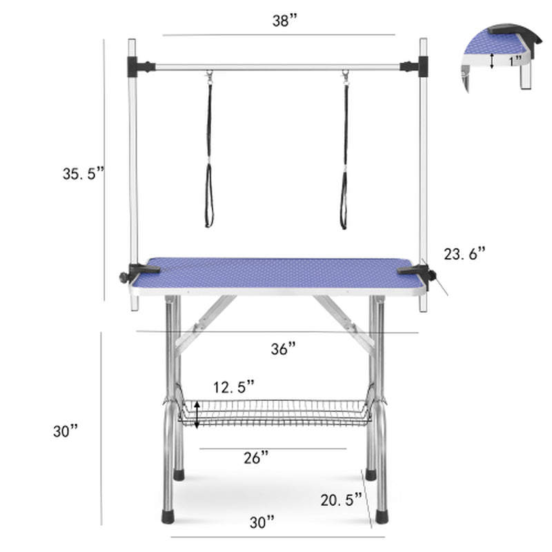 36 Inch Folding Dog Pet Grooming Table Heavy Duty Stainless Steel Pet Dog Cat Grooming Table