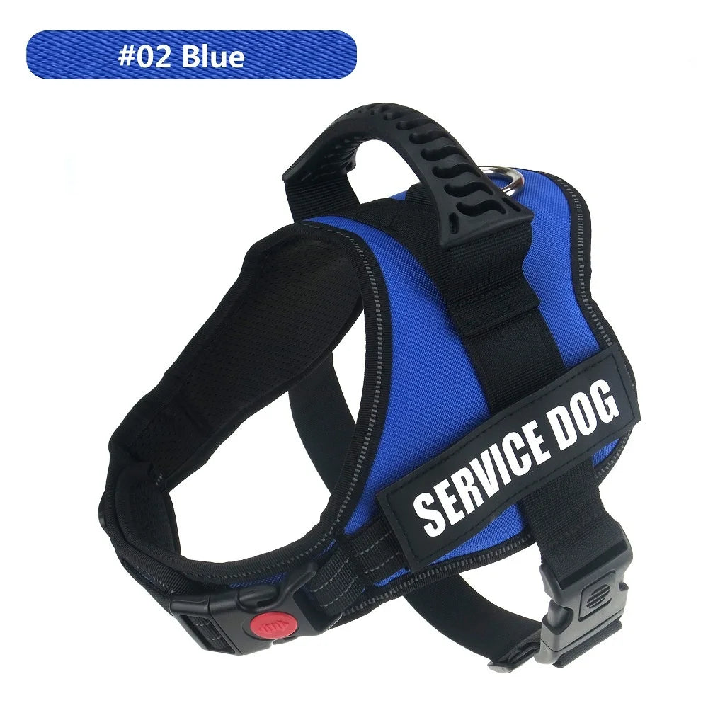 Reflective Nylon Pet Dog Harness All Weather Service Dog Vest Padded Adjustable Safety Vehicular Lead for Large Medium Small Dog