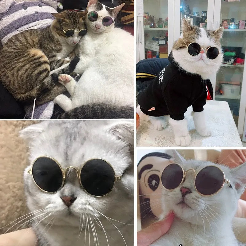 Lovely Vintage round Pet Sunglasses Reflection Eye Wear Glasses for Small Dog Cat Animal Photos Props Accessories