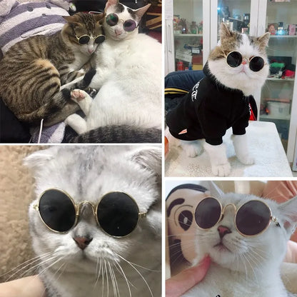 Lovely Vintage round Pet Sunglasses Reflection Eye Wear Glasses for Small Dog Cat Animal Photos Props Accessories