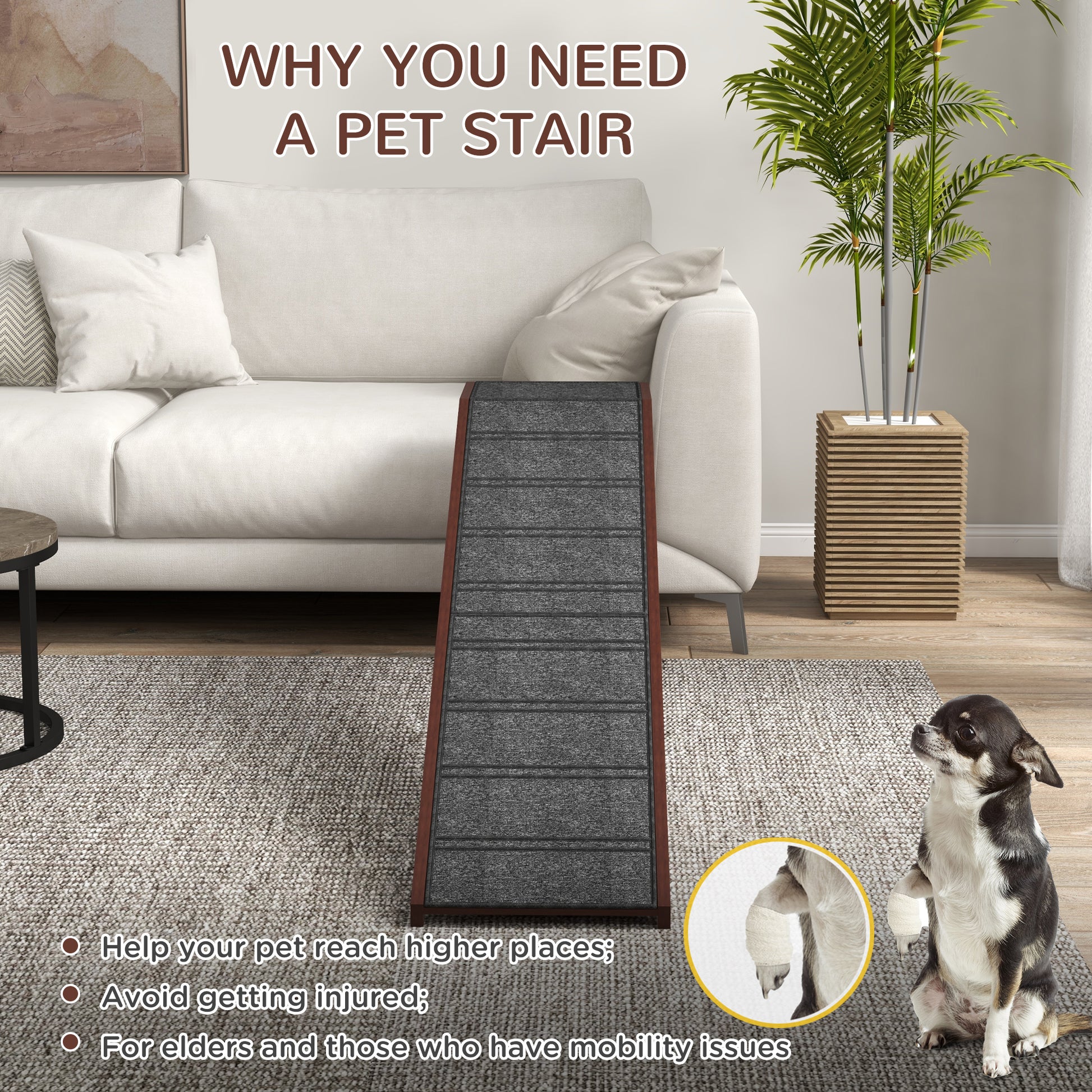 Pet Ramp for Dogs with Non-Slip Carpet and Top Platform