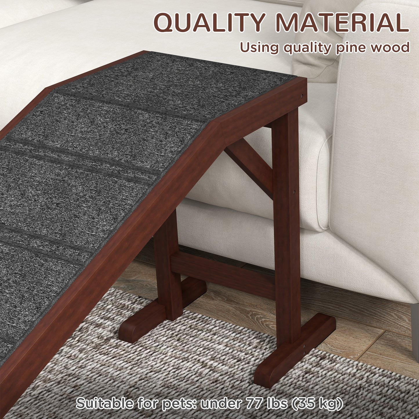 Pet Ramp for Dogs with Non-Slip Carpet and Top Platform