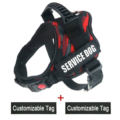 Reflective Nylon Pet Dog Harness All Weather Service Dog Vest Padded Adjustable Safety Vehicular Lead for Large Medium Small Dog