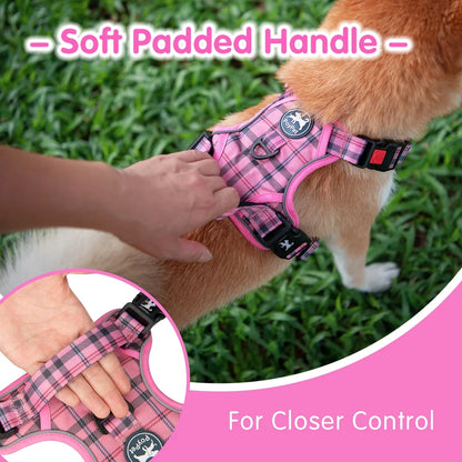 Dog Harness and Leash Combo, Escape Proof No Pull Vest Harness, Reflective Adjustable Soft Padded Pet Harness with Handle for Small to Large Dogs