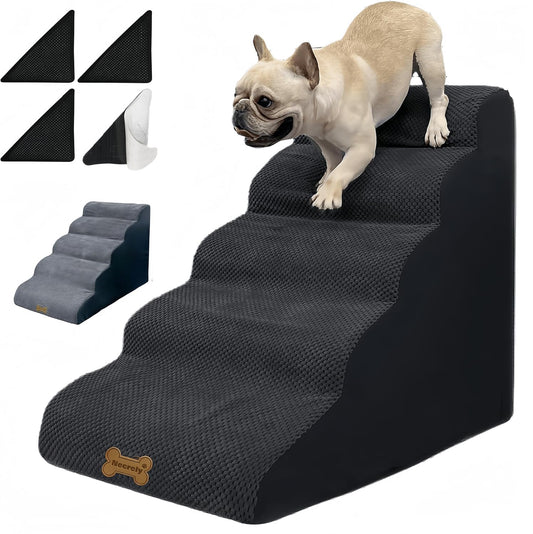 Pet Stairs & Ramp for Dogs/Cats - 5 Steps, Non-Slip, 2 Washable Covers