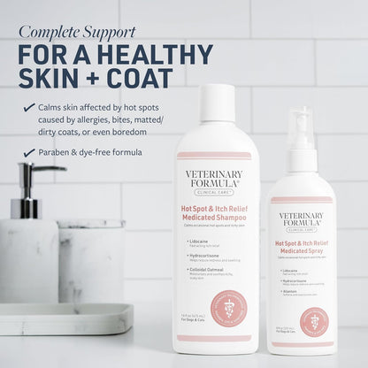 Clinical Care Hot Spot & Itch Relief Medicated Shampoo and Spray for Dogs and Ca