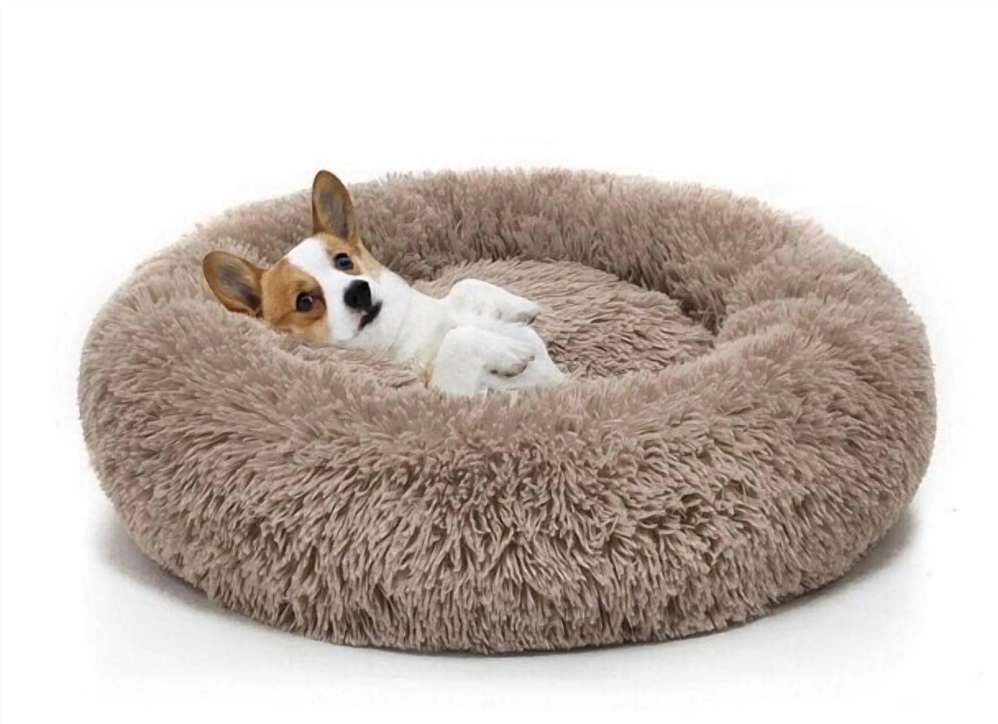 Round Plush Pet Bed for Dogs & Cats,Fluffy Soft Warm Calming Dog Bed Sleeping Kennel Nest