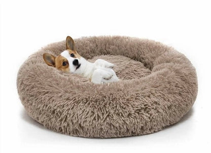 Round Plush Pet Bed for Dogs & Cats,Fluffy Soft Warm Calming Dog Bed Sleeping Kennel Nest