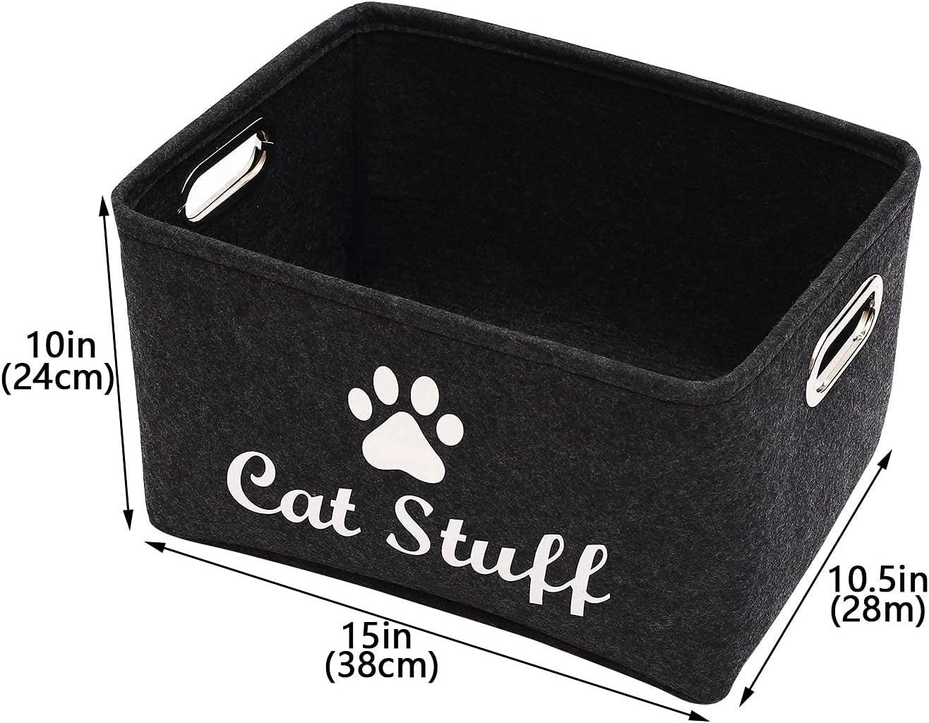 Cat Apparel & Accessories/Cat Toys/Pet Supplies Storage Basket/Bin with Handles, Collapsible & Convenient Storage Solution for Office, Bedroom, Closet, Toys, Laundry(Dark Grey)
