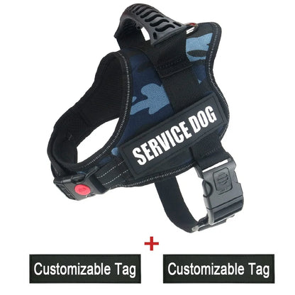 Reflective Nylon Pet Dog Harness All Weather Service Dog Vest Padded Adjustable Safety Vehicular Lead for Large Medium Small Dog