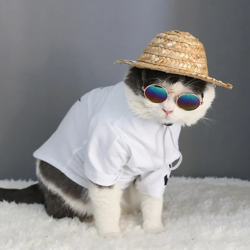 Lovely Vintage round Pet Sunglasses Reflection Eye Wear Glasses for Small Dog Cat Animal Photos Props Accessories