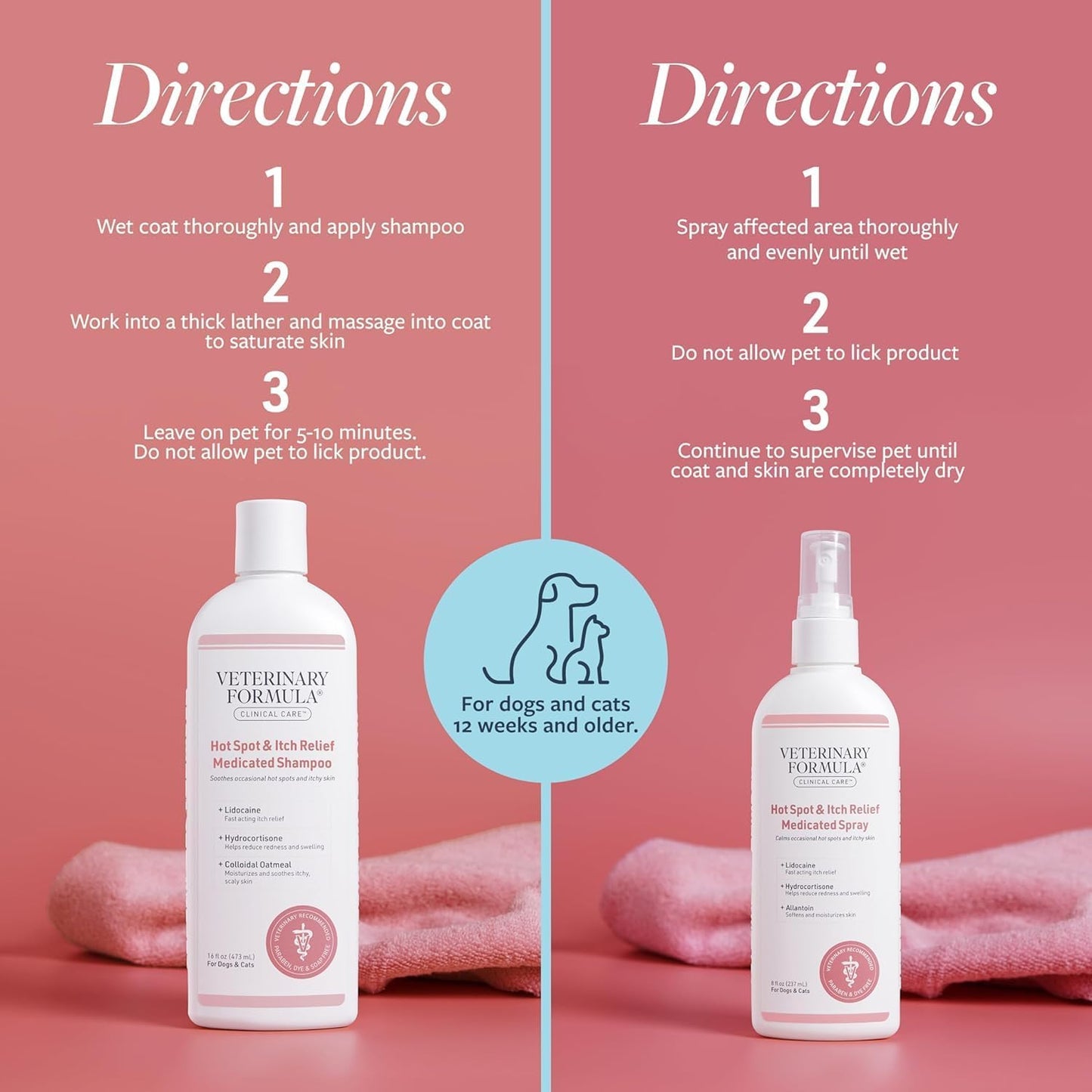 Clinical Care Hot Spot & Itch Relief Medicated Shampoo and Spray for Dogs and Ca