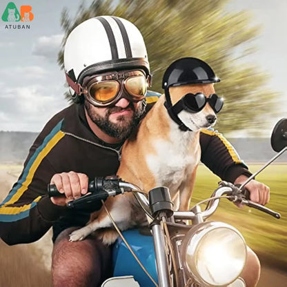 Small Dog Helmet and Goggles,Puppy Sunglasses,Uv Protection,Pet Helmet,Adjustable Belt,Dog Motorcycle,Hard Safety Hat,Windproof