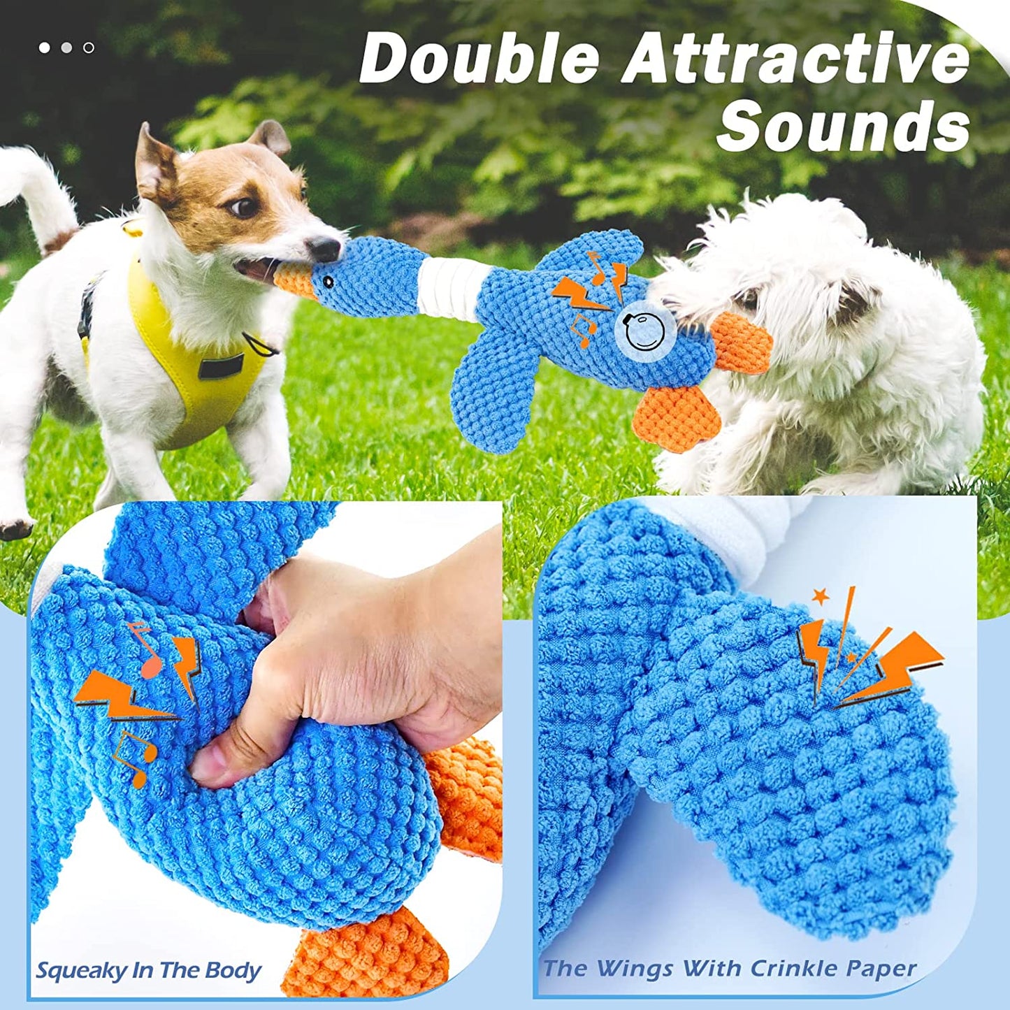 Vitscan 2 Pack Goose Tough Dog Toys for Aggressive Chewers, Durable Squeaky Dog