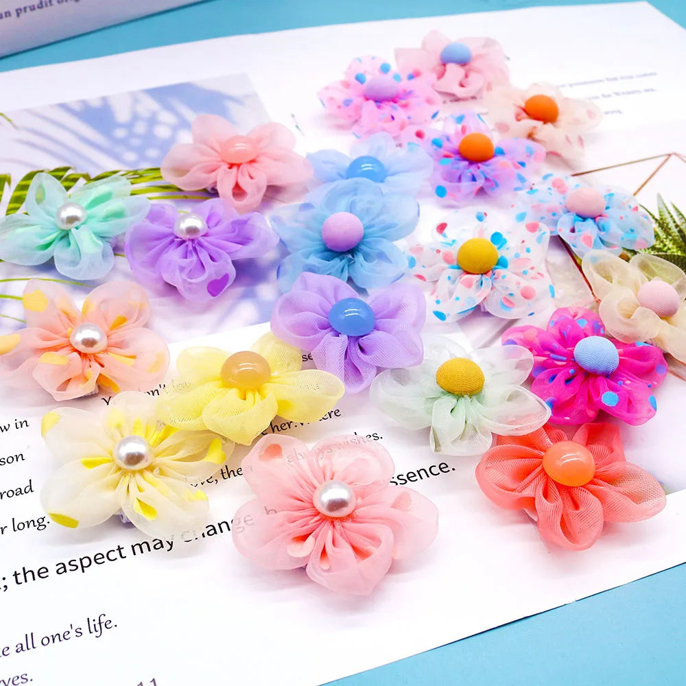 50PS Flower Collar Summer Lace Flower for Dogs Pets Bowties Dog Collar Accessoories Dog Pet Removable Bows Tie Pet Supplies
