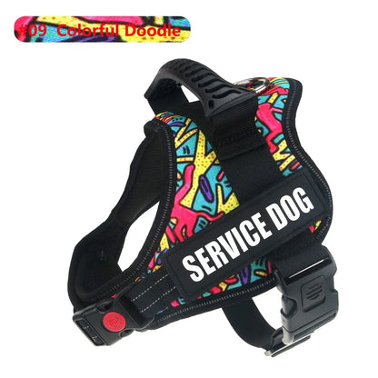 Reflective Nylon Pet Dog Harness All Weather Service Dog Vest Padded Adjustable Safety Vehicular Lead for Large Medium Small Dog