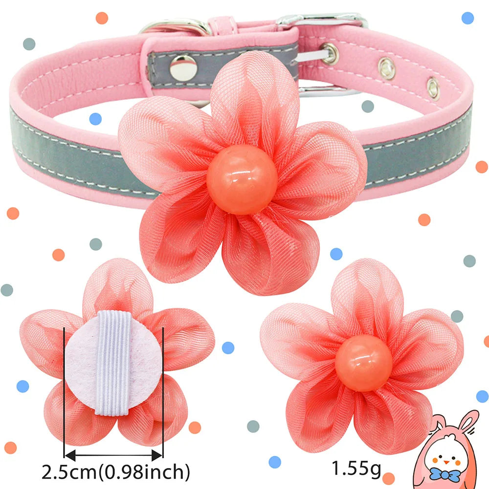 50PS Flower Collar Summer Lace Flower for Dogs Pets Bowties Dog Collar Accessoories Dog Pet Removable Bows Tie Pet Supplies