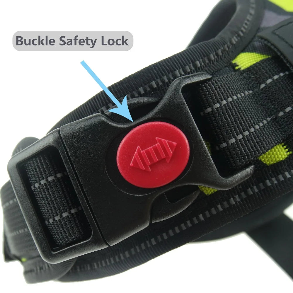 Reflective Nylon Pet Dog Harness All Weather Service Dog Vest Padded Adjustable Safety Vehicular Lead for Large Medium Small Dog
