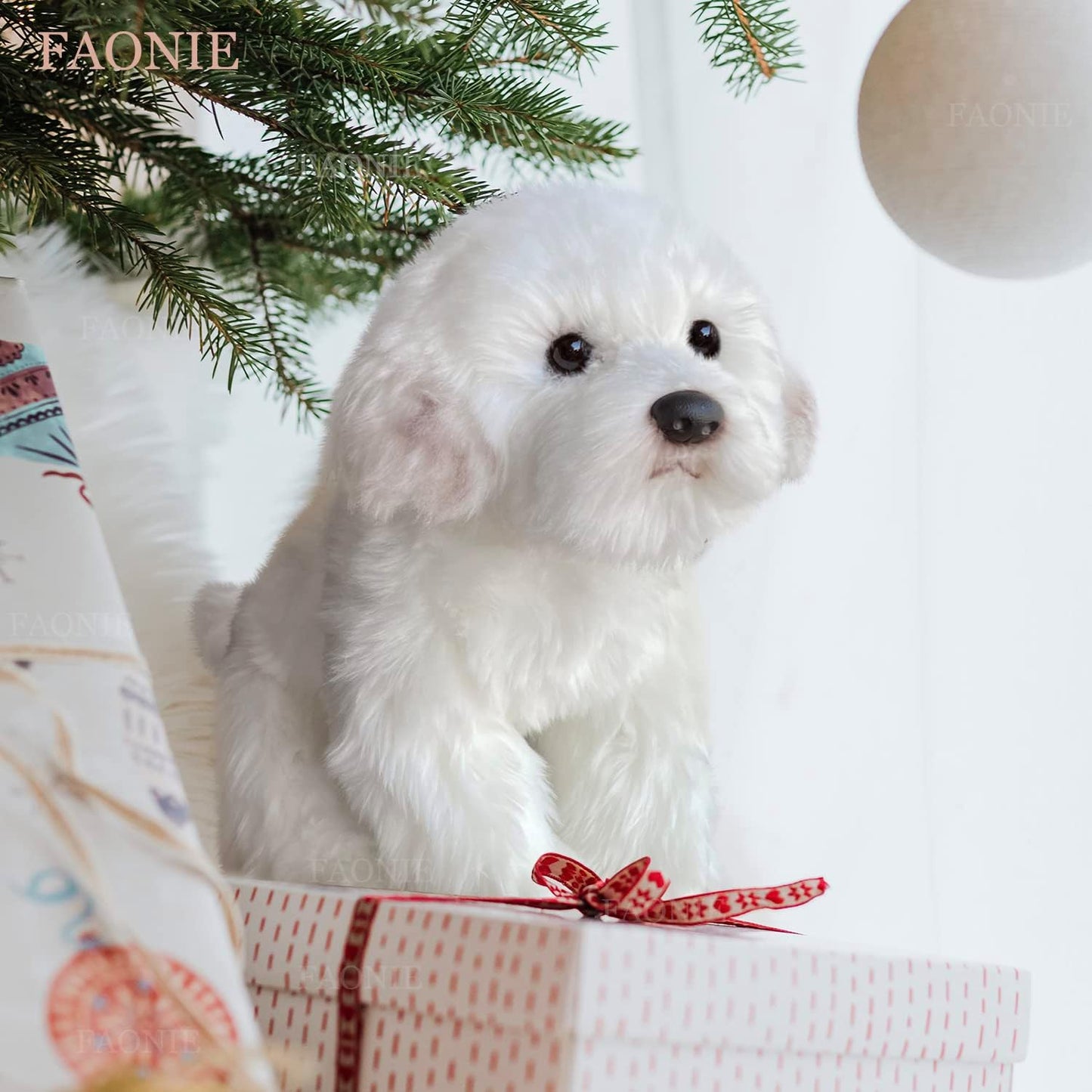Maltese Stuffed Animal, Realistic Dog Plush, Lifelike Stuffed Animal,Compani