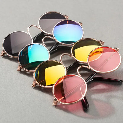 Lovely Vintage round Pet Sunglasses Reflection Eye Wear Glasses for Small Dog Cat Animal Photos Props Accessories