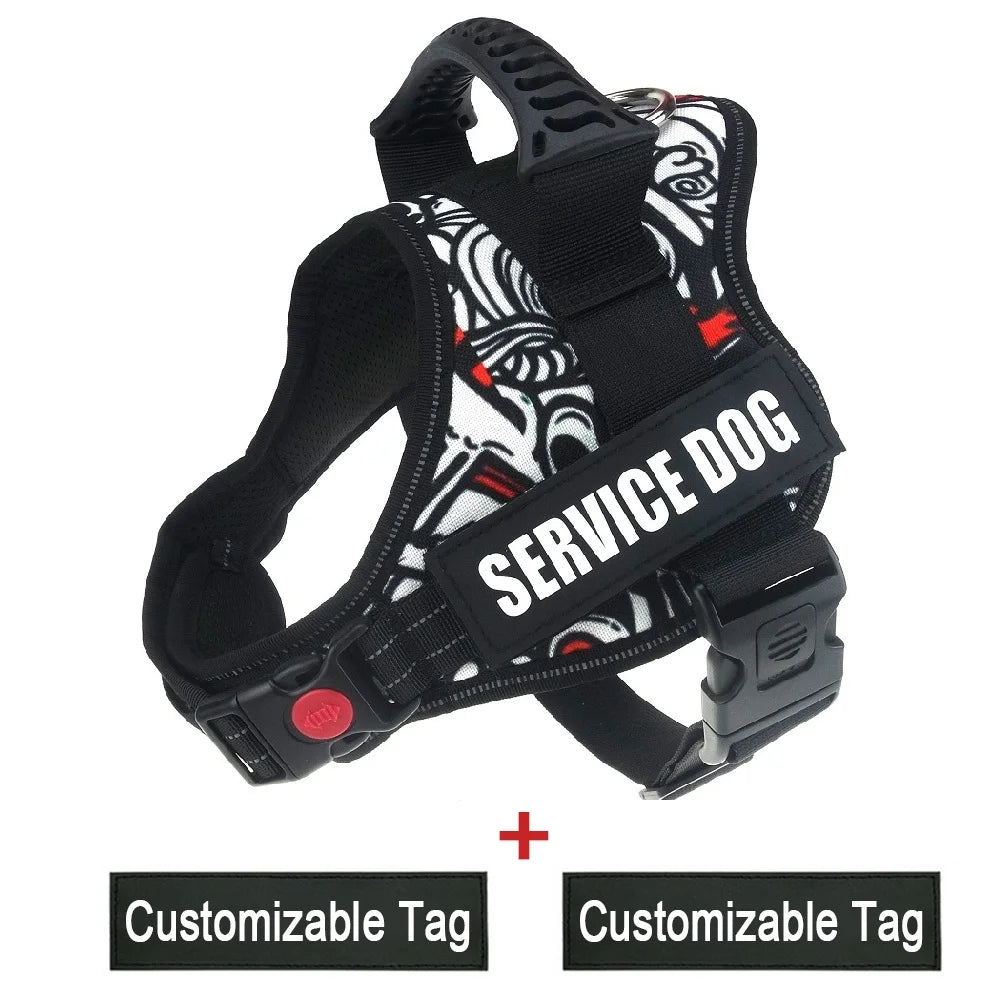 Reflective Nylon Pet Dog Harness All Weather Service Dog Vest Padded Adjustable Safety Vehicular Lead for Large Medium Small Dog
