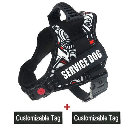 Reflective Nylon Pet Dog Harness All Weather Service Dog Vest Padded Adjustable Safety Vehicular Lead for Large Medium Small Dog