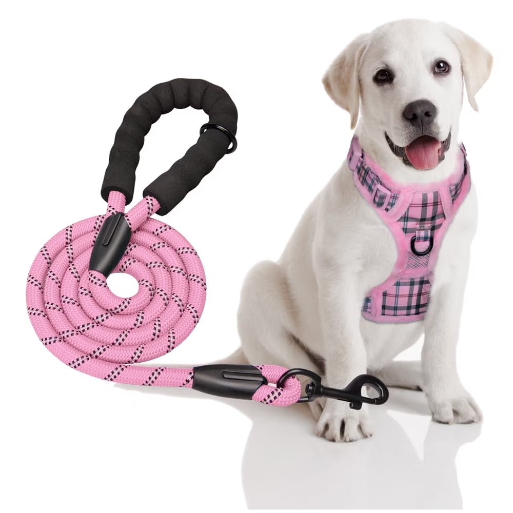 Dog Harness and Leash Combo, Escape Proof No Pull Vest Harness, Reflective Adjustable Soft Padded Pet Harness with Handle for Small to Large Dogs