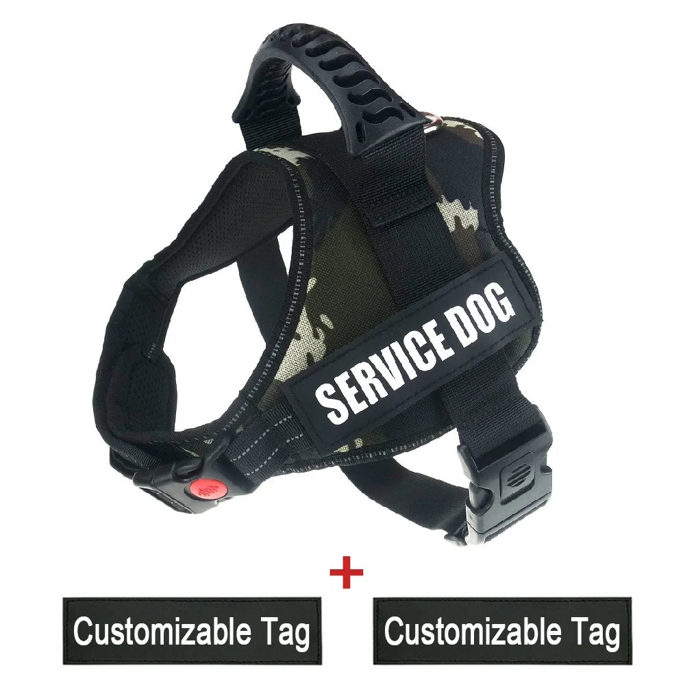 Reflective Nylon Pet Dog Harness All Weather Service Dog Vest Padded Adjustable Safety Vehicular Lead for Large Medium Small Dog