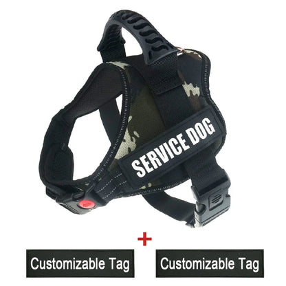 Reflective Nylon Pet Dog Harness All Weather Service Dog Vest Padded Adjustable Safety Vehicular Lead for Large Medium Small Dog
