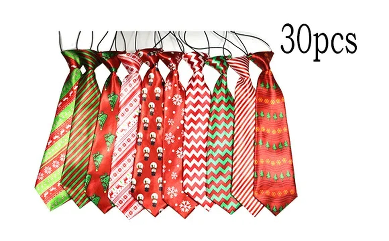 New 30/100Pcs Christmas Pet Dog Grooming Accessories Large Dog Neckties Ties Elastic Band Adjustable Pet Dog Large Ties Bowties