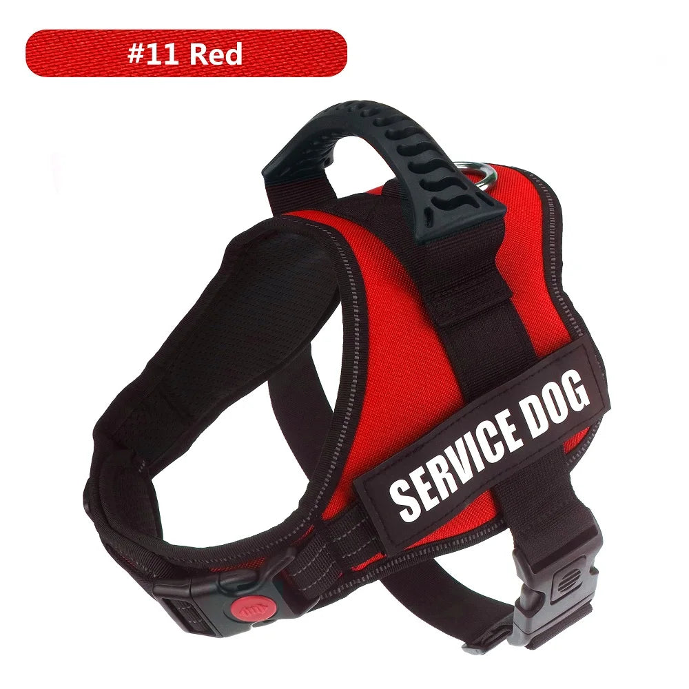Reflective Nylon Pet Dog Harness All Weather Service Dog Vest Padded Adjustable Safety Vehicular Lead for Large Medium Small Dog
