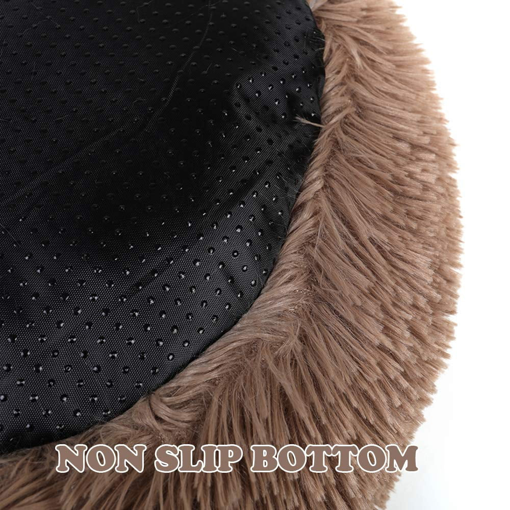 Round Plush Pet Bed for Dogs & Cats,Fluffy Soft Warm Calming Dog Bed Sleeping Kennel Nest