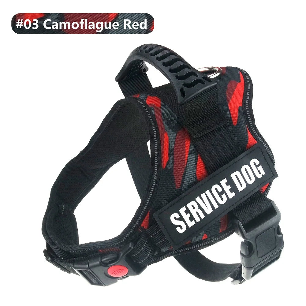 Reflective Nylon Pet Dog Harness All Weather Service Dog Vest Padded Adjustable Safety Vehicular Lead for Large Medium Small Dog
