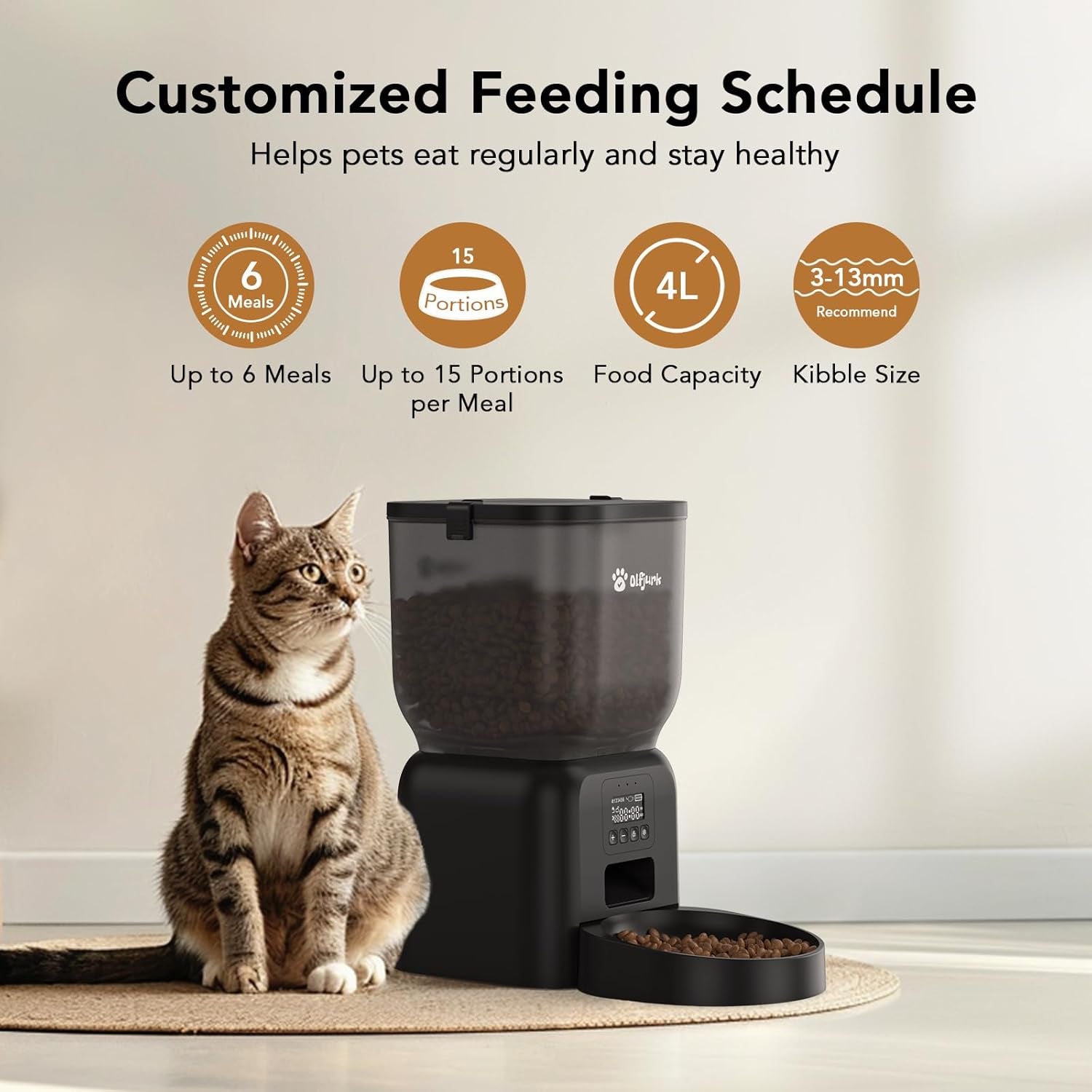 Automatic Dog & Cat Feeder with Freshness Preservation, 4L Timed Cat Feeder With