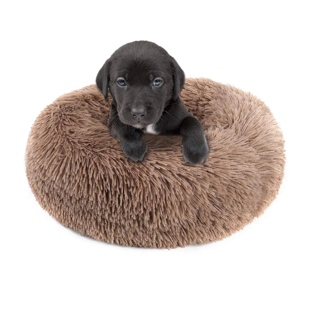 Round Plush Pet Bed for Dogs & Cats,Fluffy Soft Warm Calming Dog Bed Sleeping Kennel Nest