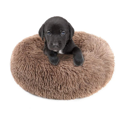 Round Plush Pet Bed for Dogs & Cats,Fluffy Soft Warm Calming Dog Bed Sleeping Kennel Nest