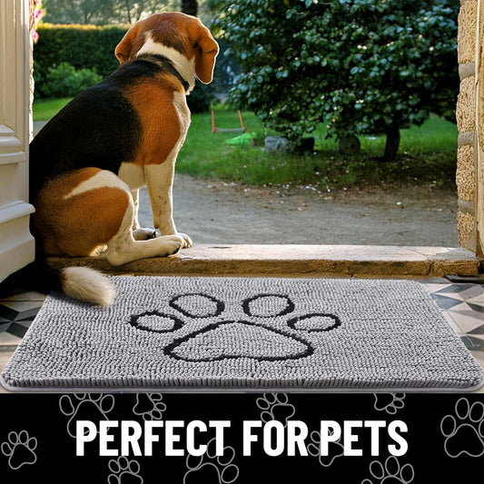 Dog Door Mat for Muddy Paws, Absorbent Dirt Trapper Non-Slip Washable Mat, Quick