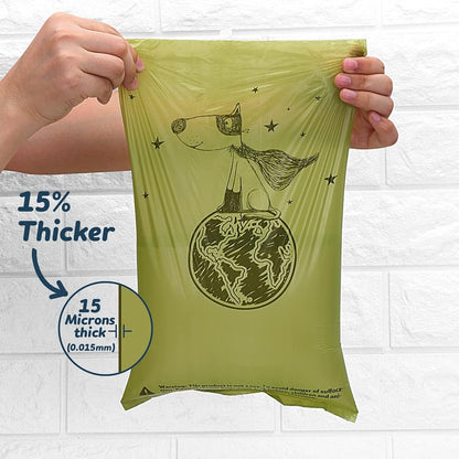 Dog Poop Bags with Dispenser, Biodegradable Unscented Extra Thick & Leak-Proof Dog Waste Bag, Strong Easy-Tear Refill Rolls for All Doggie Sizes
