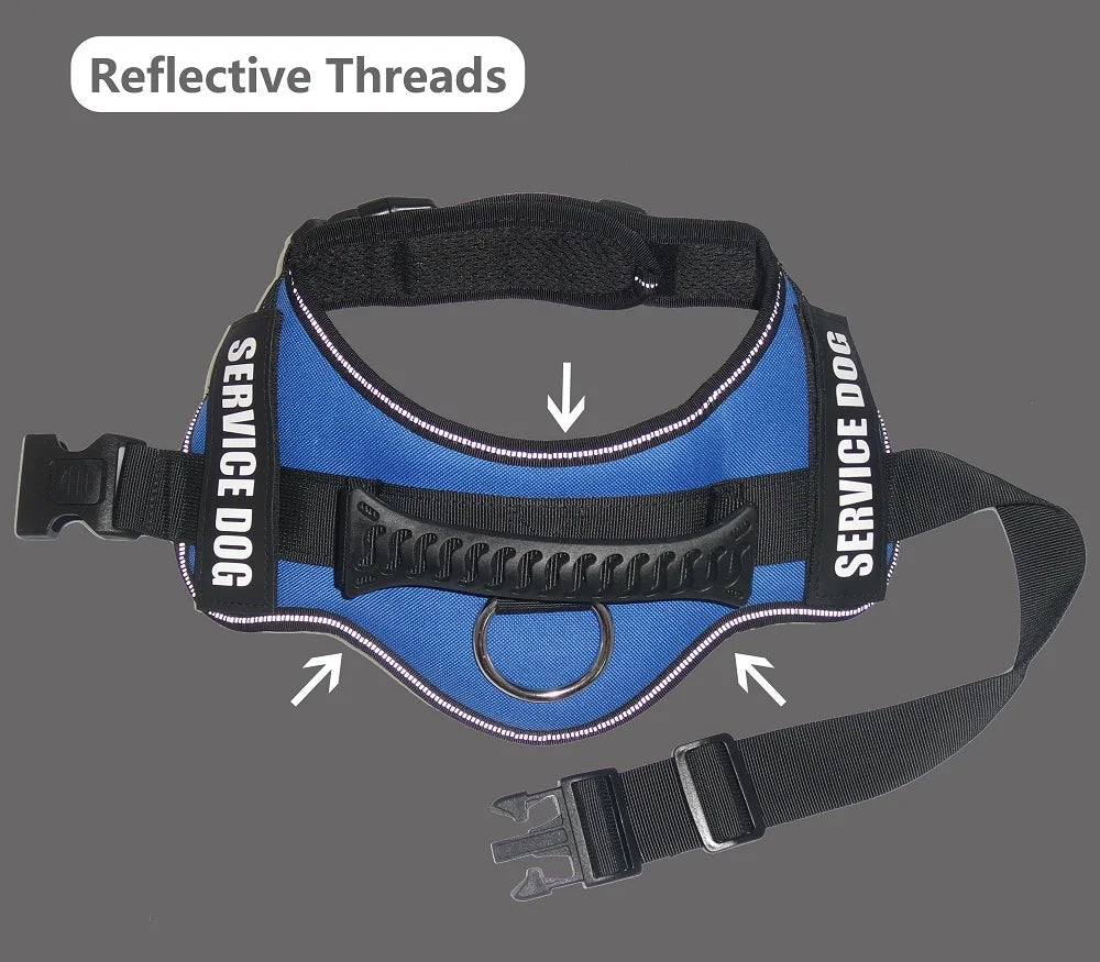 Reflective Nylon Pet Dog Harness All Weather Service Dog Vest Padded Adjustable Safety Vehicular Lead for Large Medium Small Dog