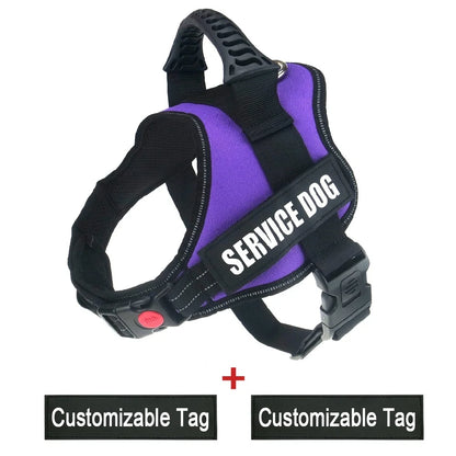 Reflective Nylon Pet Dog Harness All Weather Service Dog Vest Padded Adjustable Safety Vehicular Lead for Large Medium Small Dog