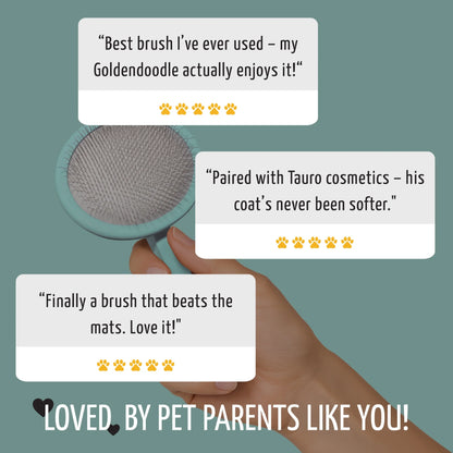 Wooden Slicker Brush for Dogs & Cats, Deshedding & Detangling Tool for Medium to Long Coats, round Flexible Cushion, Medium (M), Mint