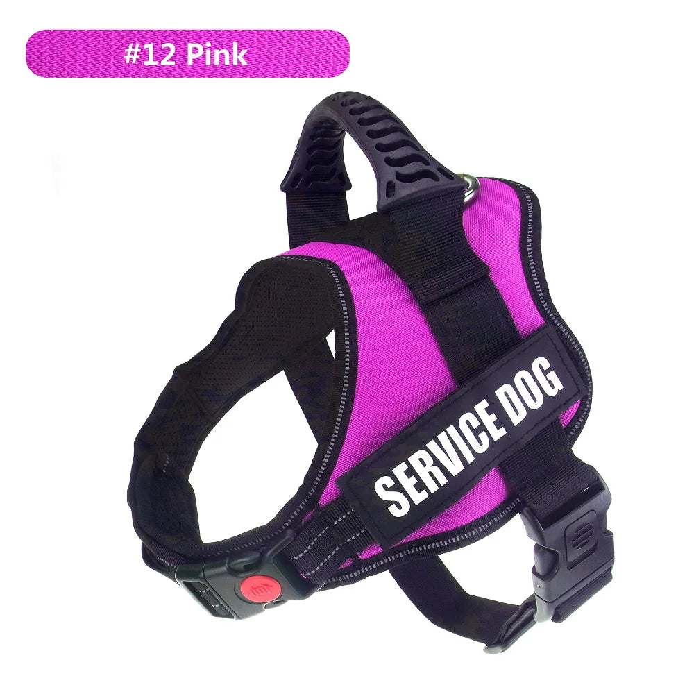 Reflective Nylon Pet Dog Harness All Weather Service Dog Vest Padded Adjustable Safety Vehicular Lead for Large Medium Small Dog