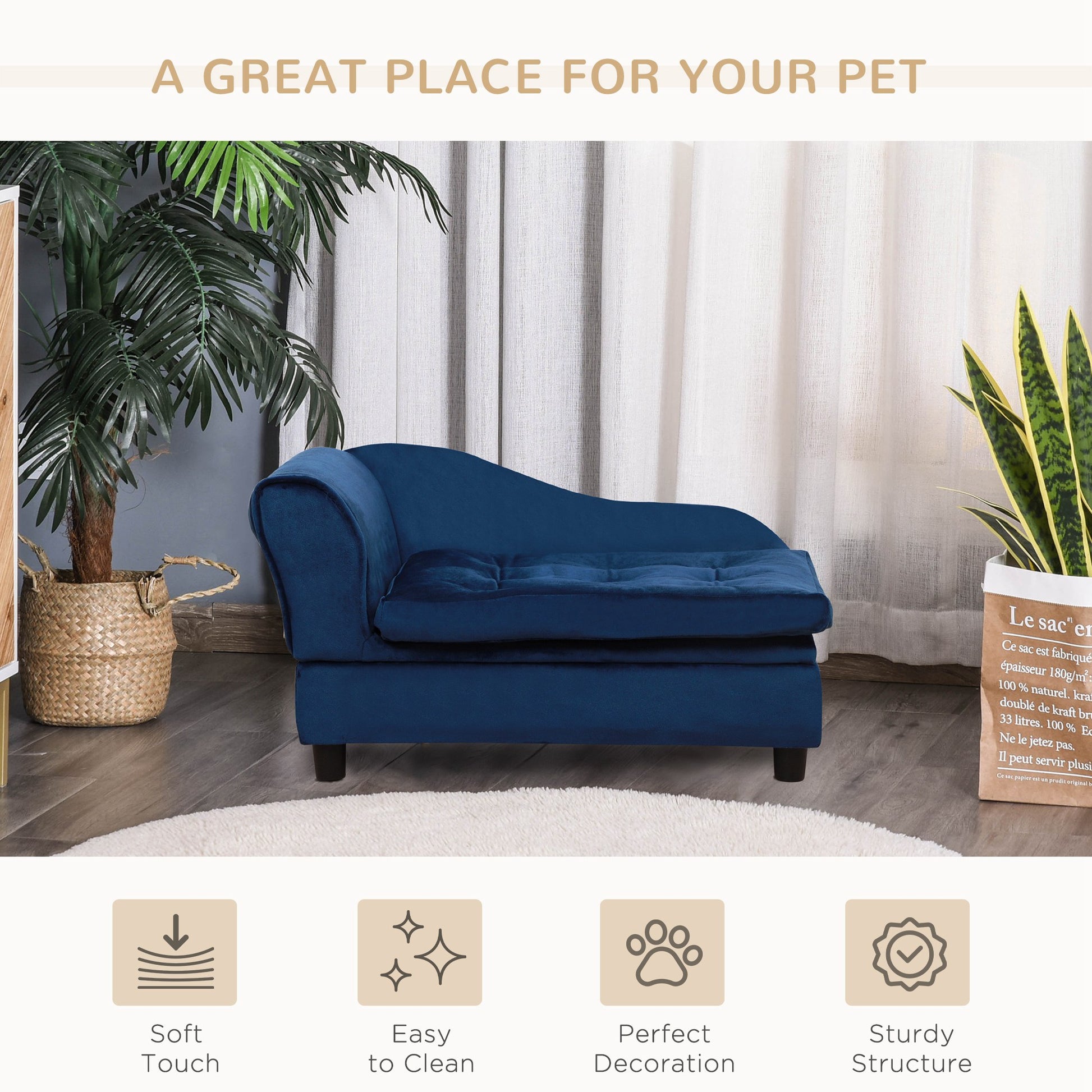 Luxury Small Dog Bed with Hidden Storage
