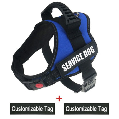 Reflective Nylon Pet Dog Harness All Weather Service Dog Vest Padded Adjustable Safety Vehicular Lead for Large Medium Small Dog