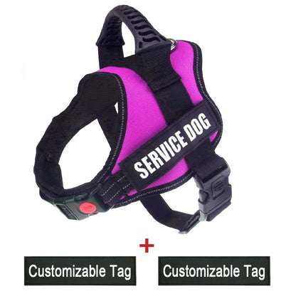 Reflective Nylon Pet Dog Harness All Weather Service Dog Vest Padded Adjustable Safety Vehicular Lead for Large Medium Small Dog