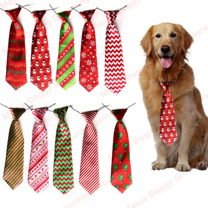 New 30/100Pcs Christmas Pet Dog Grooming Accessories Large Dog Neckties Ties Elastic Band Adjustable Pet Dog Large Ties Bowties