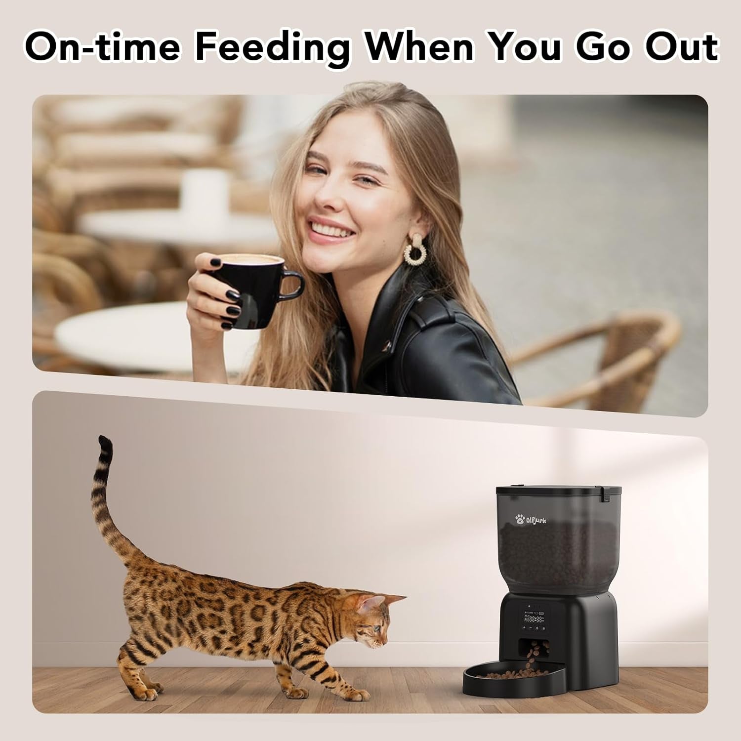 Automatic Dog & Cat Feeder with Freshness Preservation, 4L Timed Cat Feeder With