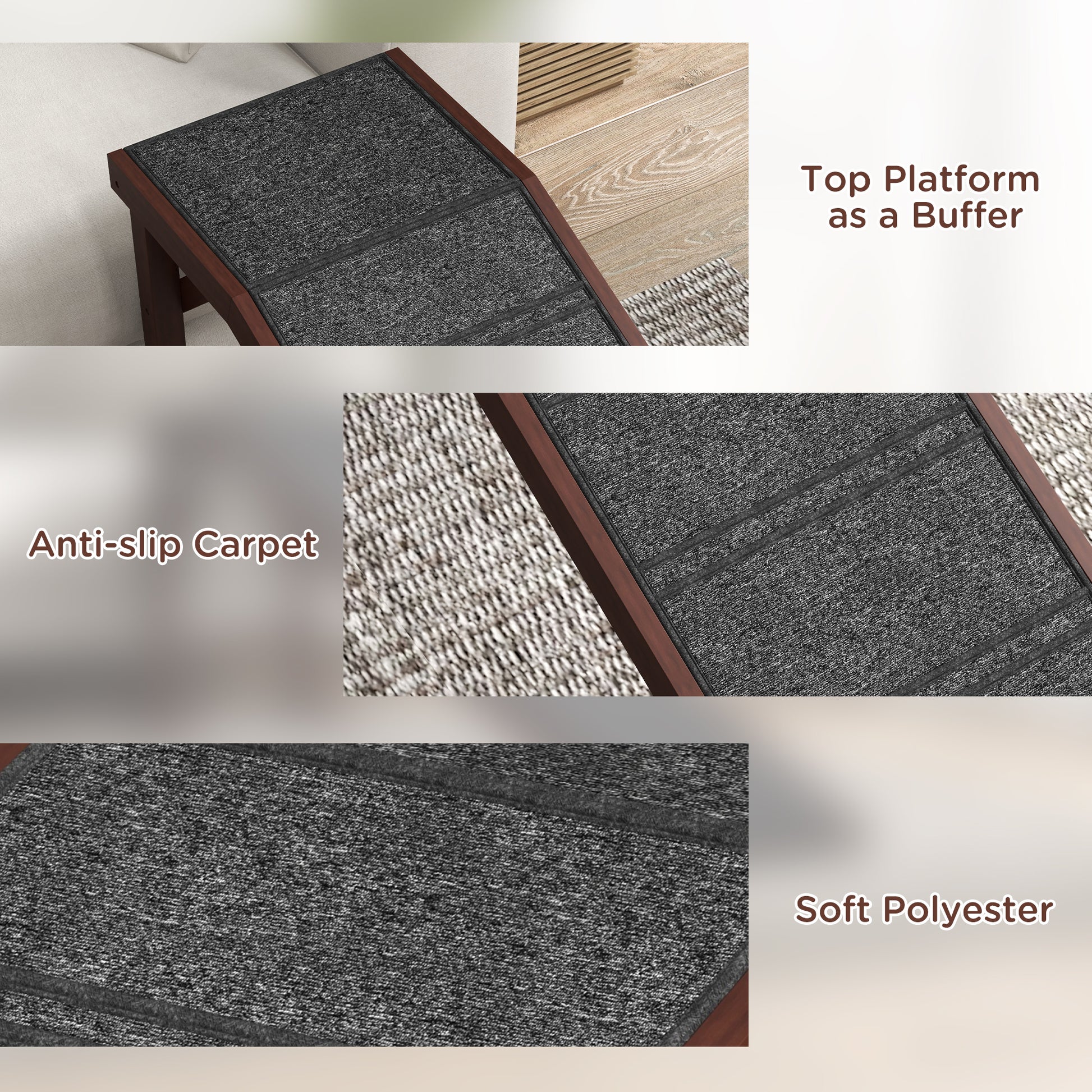 Pet Ramp for Dogs with Non-Slip Carpet and Top Platform